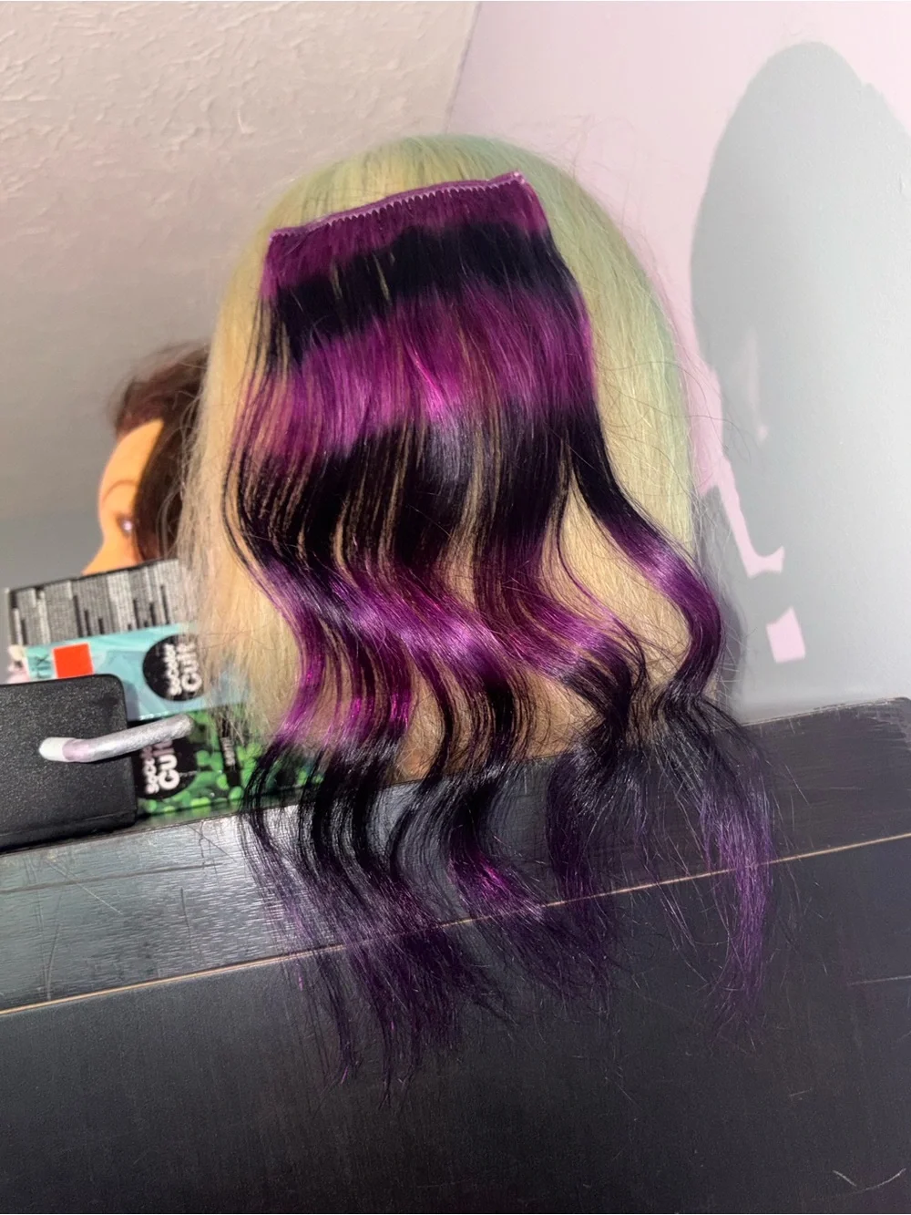 Purple and Black Raccoon Tail Clip-In Hair Extension for Women